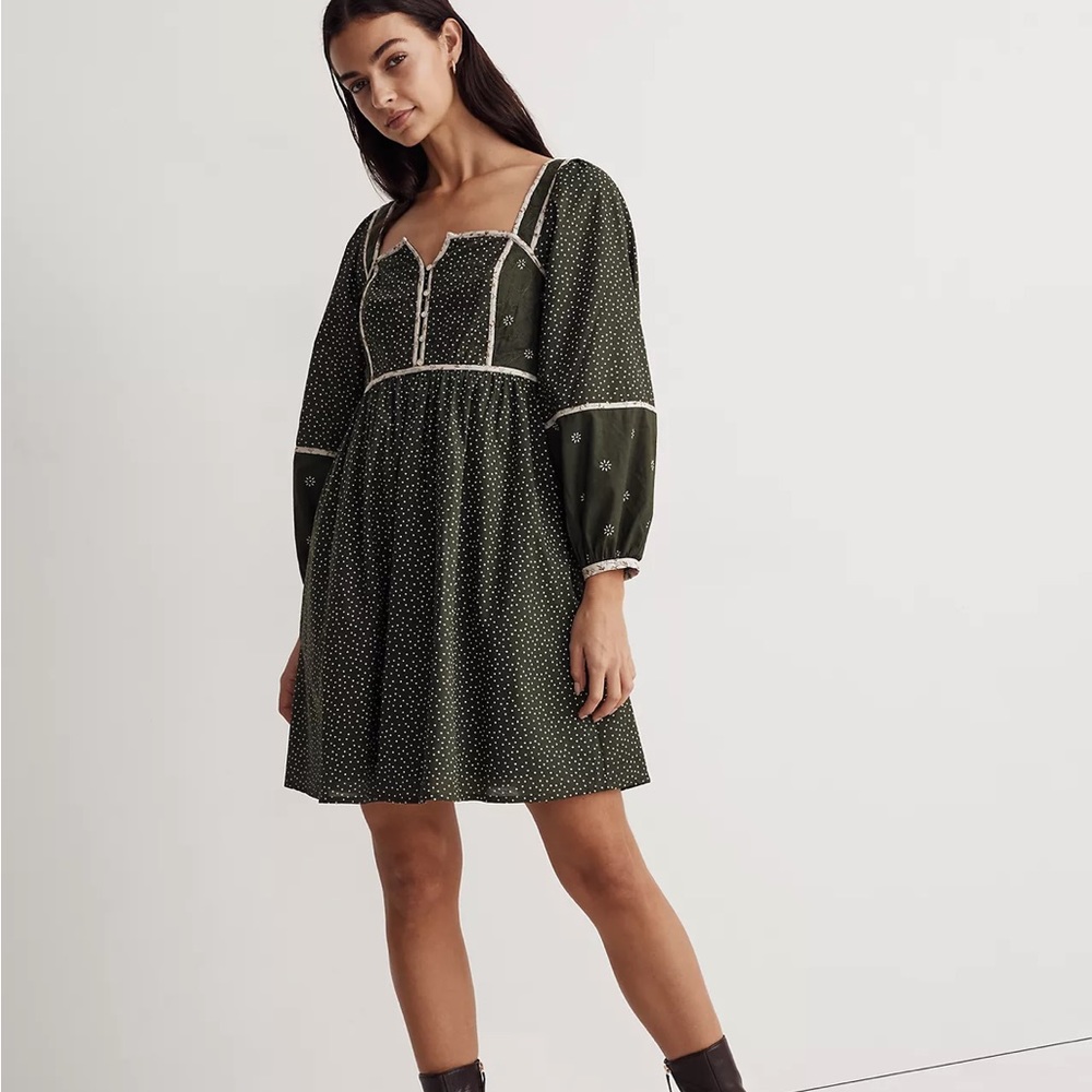Floral Mix Square-Neck Mini Dress
